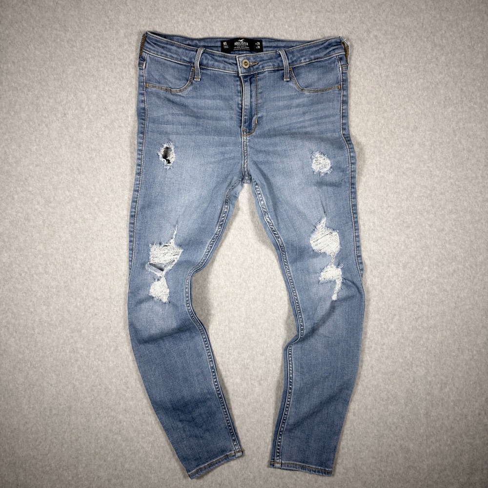 Hollister Mid-Rise Jean Legging Distressed Blue Denim Size W29 L26
